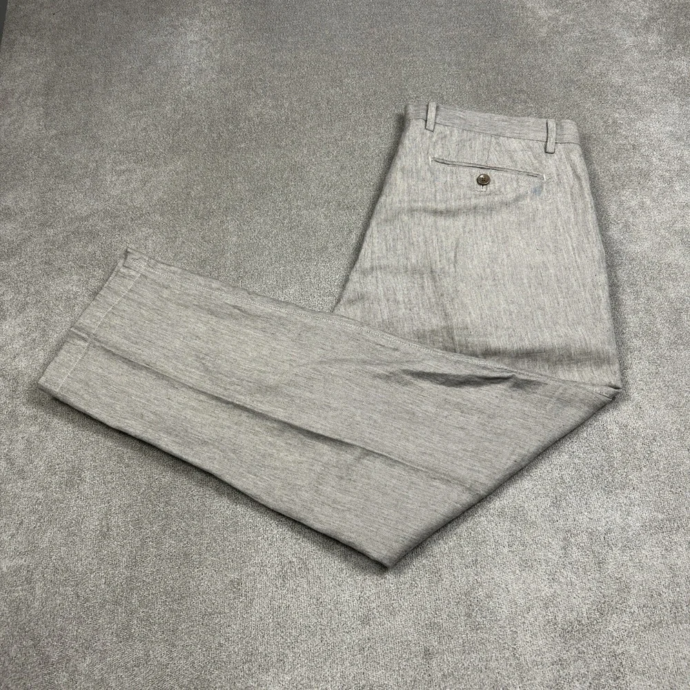 Banana Republic Mens Linen Blend Pants 36x30 Brown Aiden Fit Flat Chino Slacks